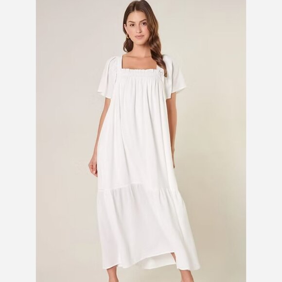 Island Vacay White Flutter Sleeve Midi Dress - Picture 2 of 10